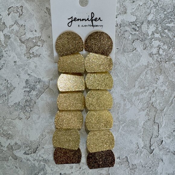 Gold Textured Drop Earrings, Modern Statement Dangle Earrings, Minimal Glam - Picture 7 of 7